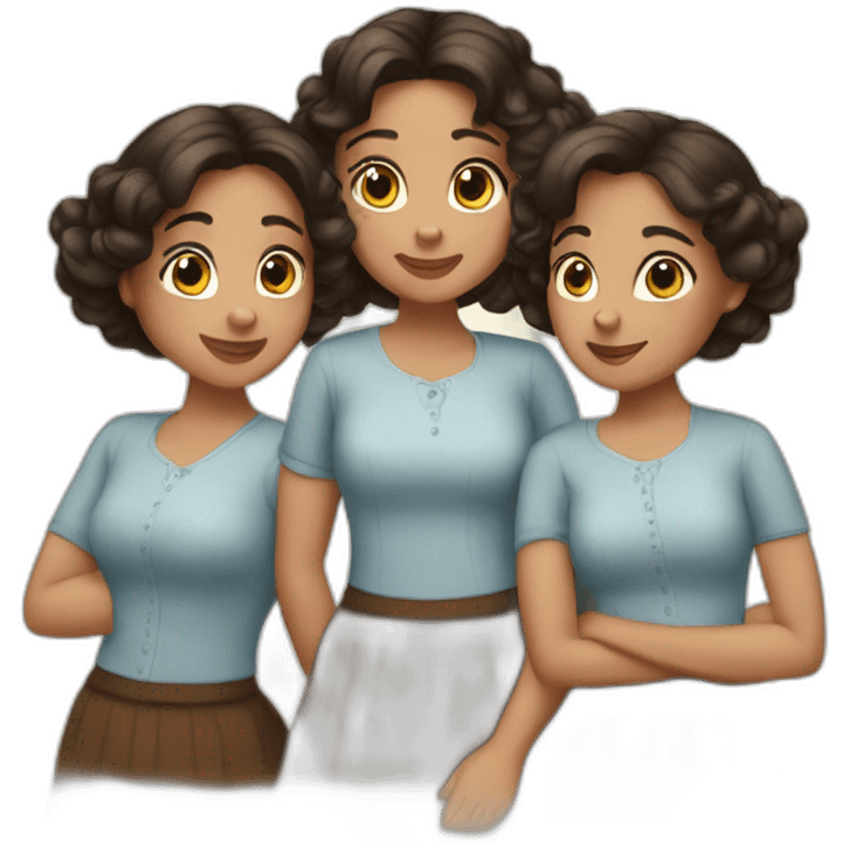 three brunnette sisters emoji