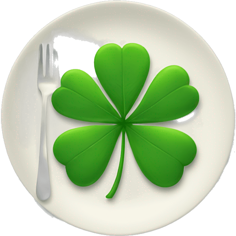 a plate and a four-leaf clover emoji