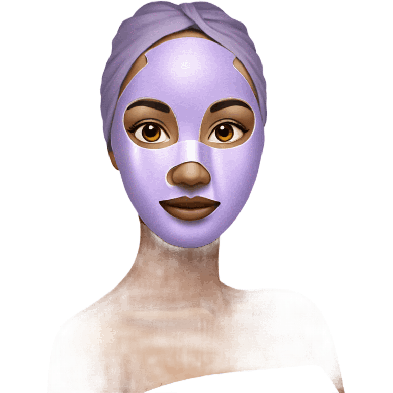 Lady with pastel Purple face mask spa beauty full face relaxing emoji