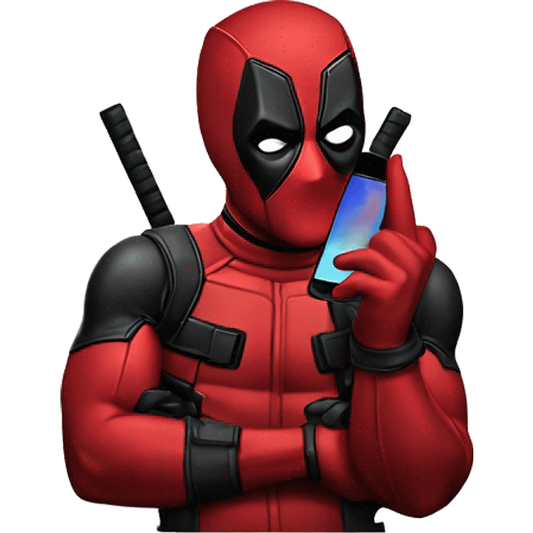  Deadpool using phone emoji