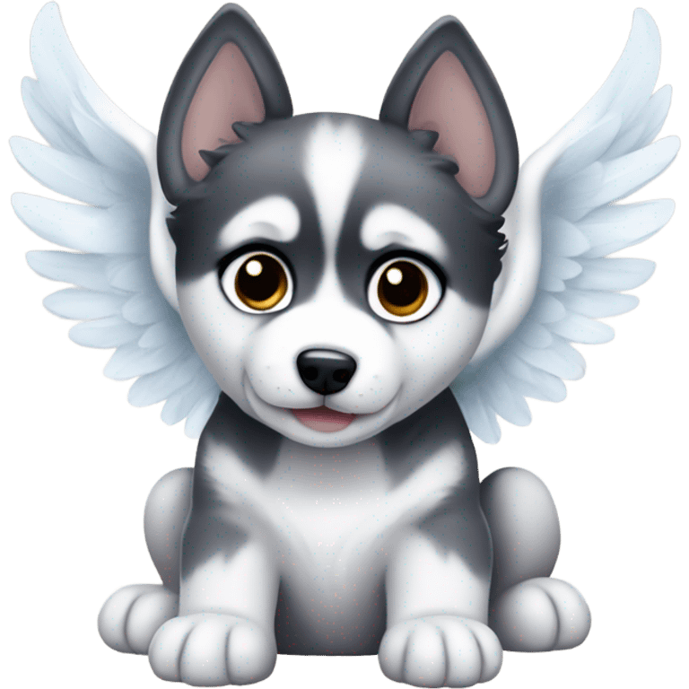 A husky puppy with angel wings emoji