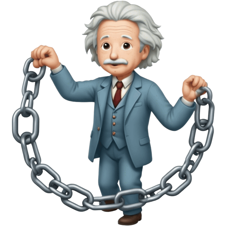 Albert einstein pulling on a chain emoji