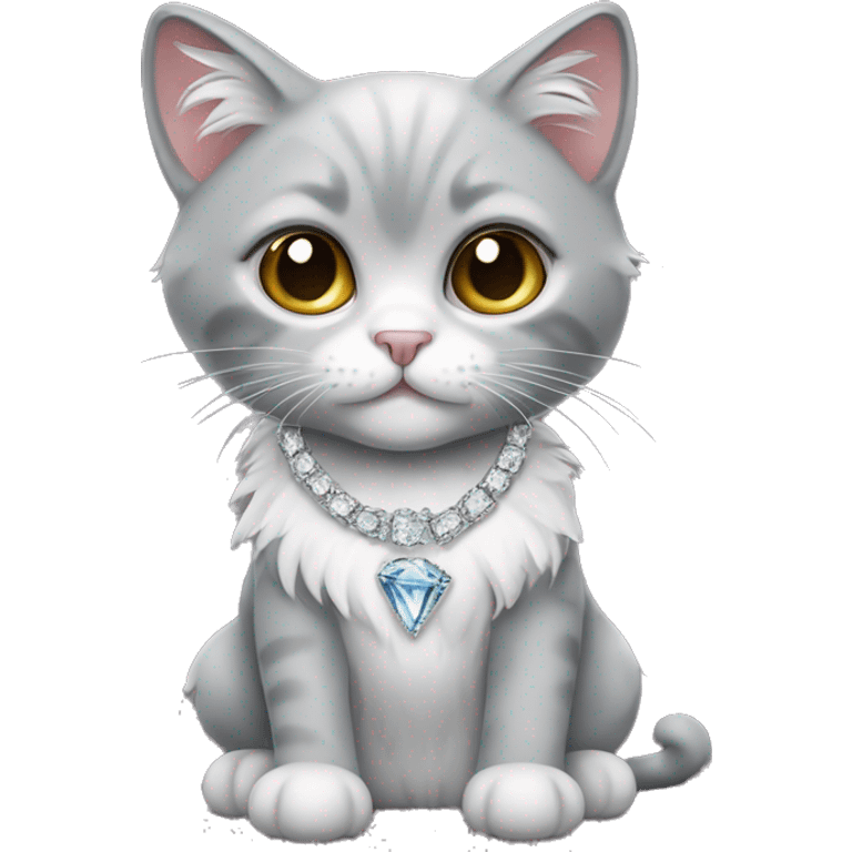 Grey rag doll cat with diamond necklace  emoji