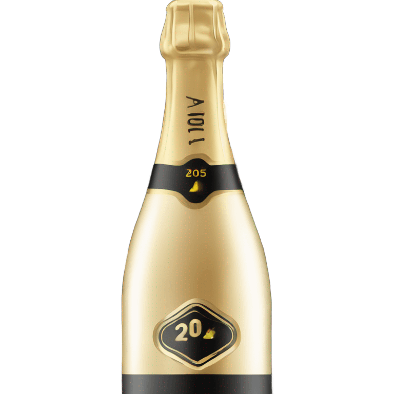 2025 Label on Black champagne bottle  emoji