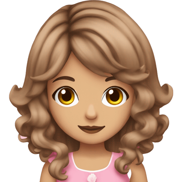 gyaru with brown hair color and pink dress emoji