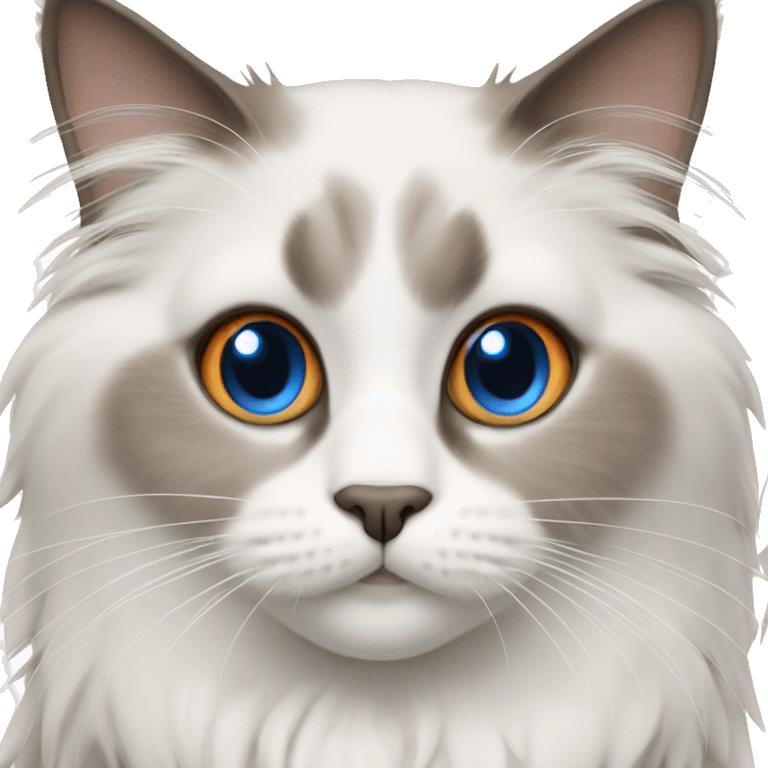 Ragdoll cat with blue eyes and orange ears and face emoji