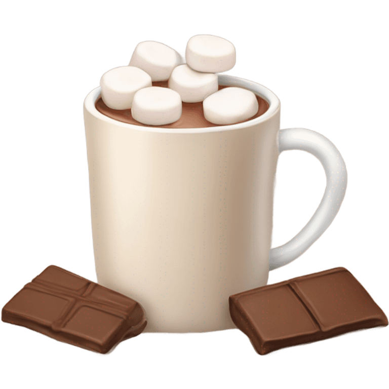 Light beige mug of hot chocolate with marshmallows  emoji