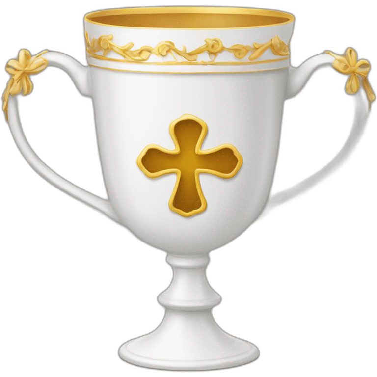 royal empty Christian cup for the winner with a cross emoji