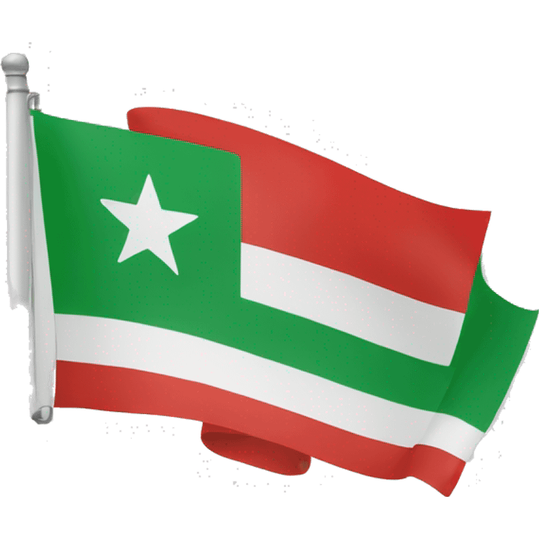 Flag with three stripes green on top white in the middle and black on the bottom with three red starts in the middle with the white stripe emoji