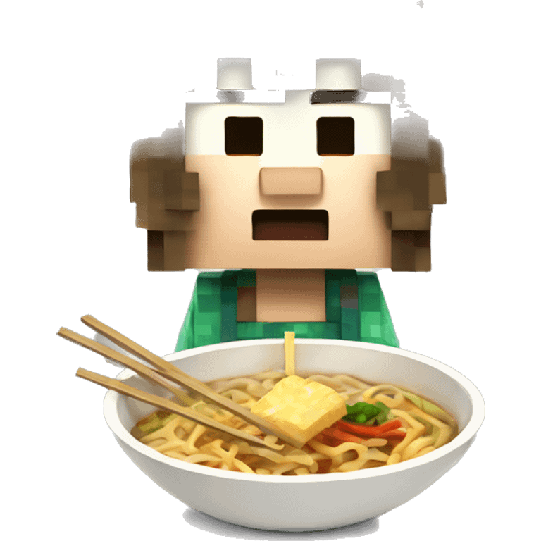 Personnage Minecraft qui mange des ramen emoji