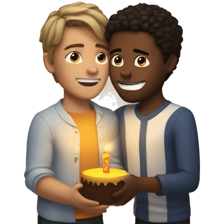 Danny blowing out candles and hugging victor emoji