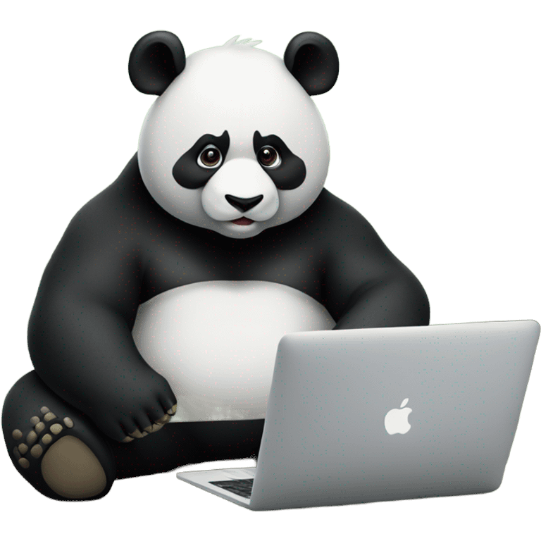 strong big muscle panda bear with macbook emoji