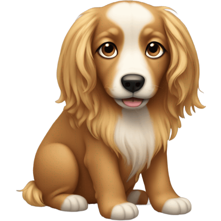 Make Dog, With, a Where Long Hair And very cute emoji