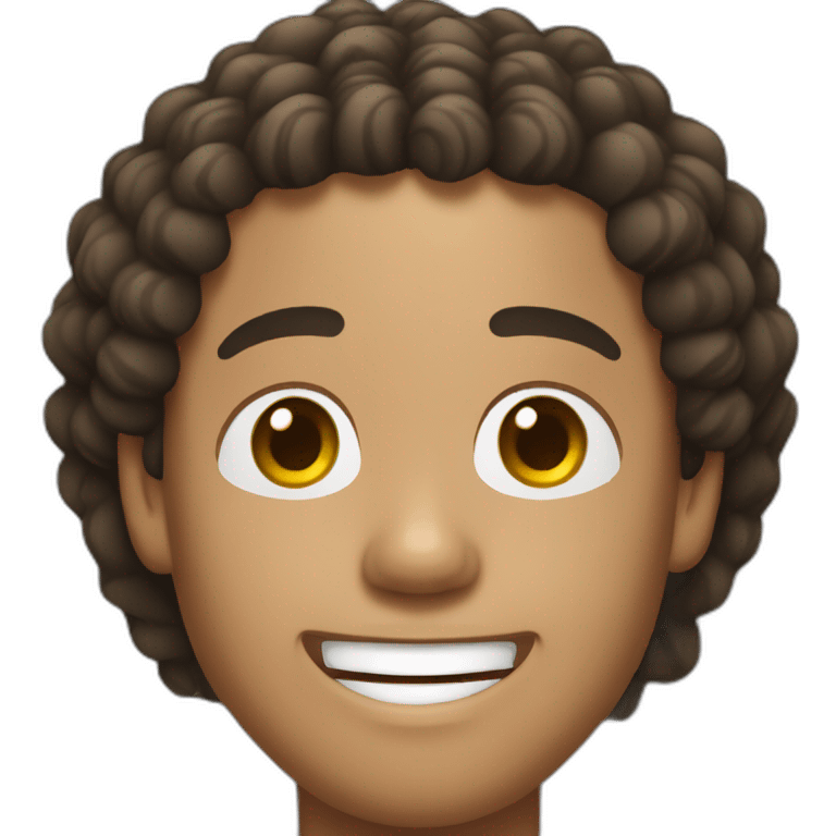 Chinese man with curly hair and Ronaldinho smile emoji