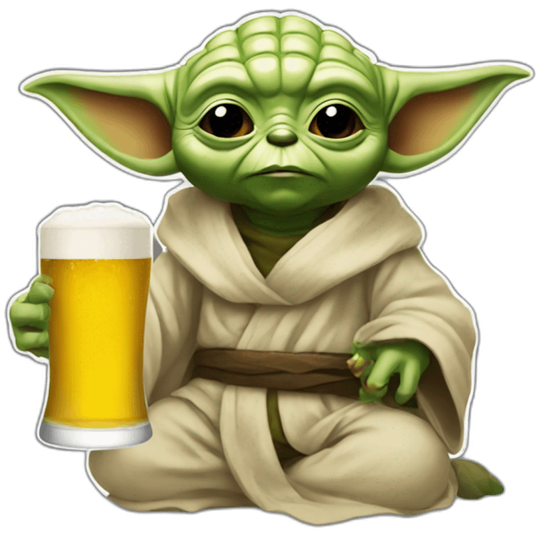 Yoda tomando cerveza emoji