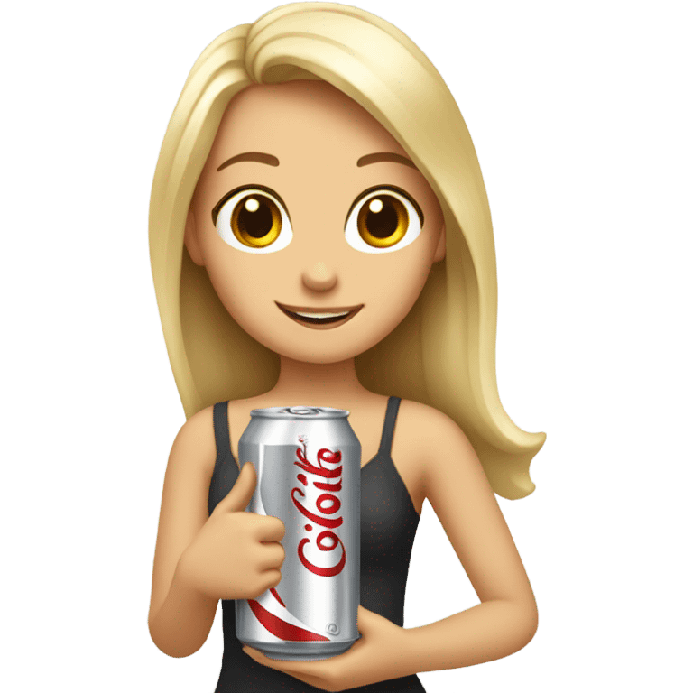 Blonde girl holding a Diet Coke  emoji