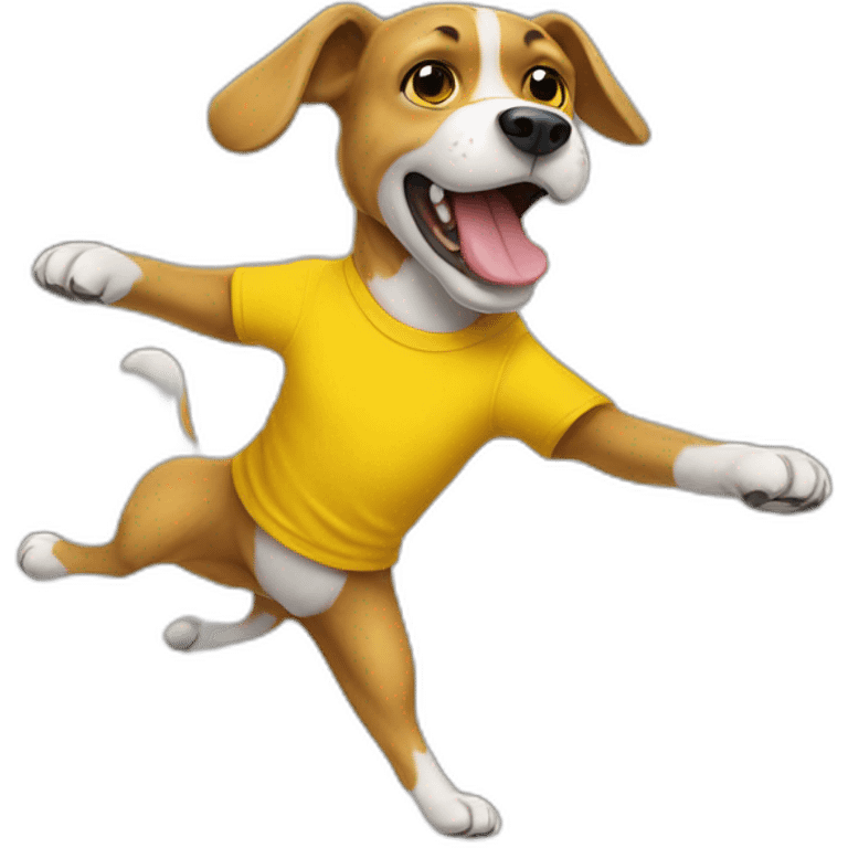 Kick flipping dog in yellow tshirt emoji