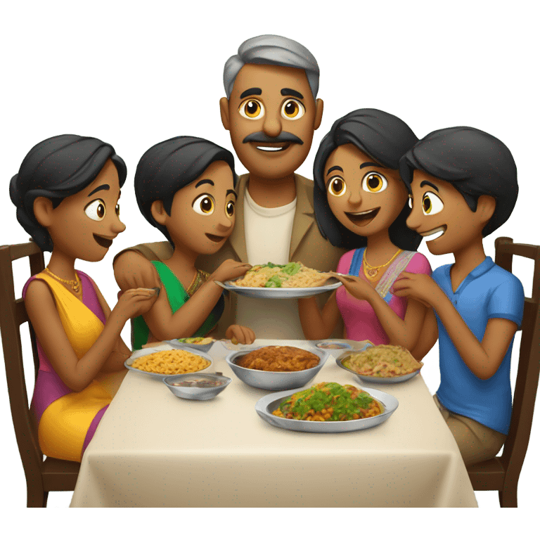 Indian Family eating at restaurant  emoji