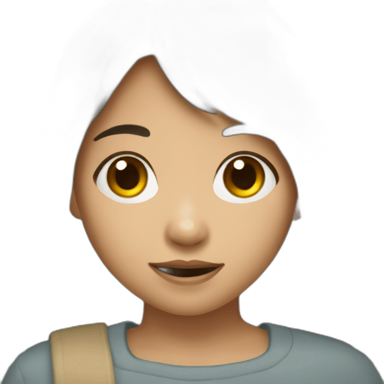 Filipino child girl young with short brown hair fringe slim lost on front tooth emoji