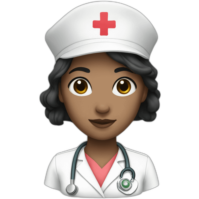 nurse white skin girl black hair emoji