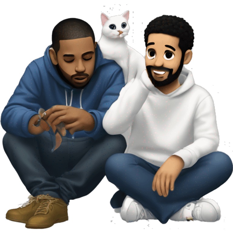 kendrick lamar and drake petting a cat emoji