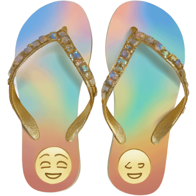 opal Crystal flip flop gold strap emoji