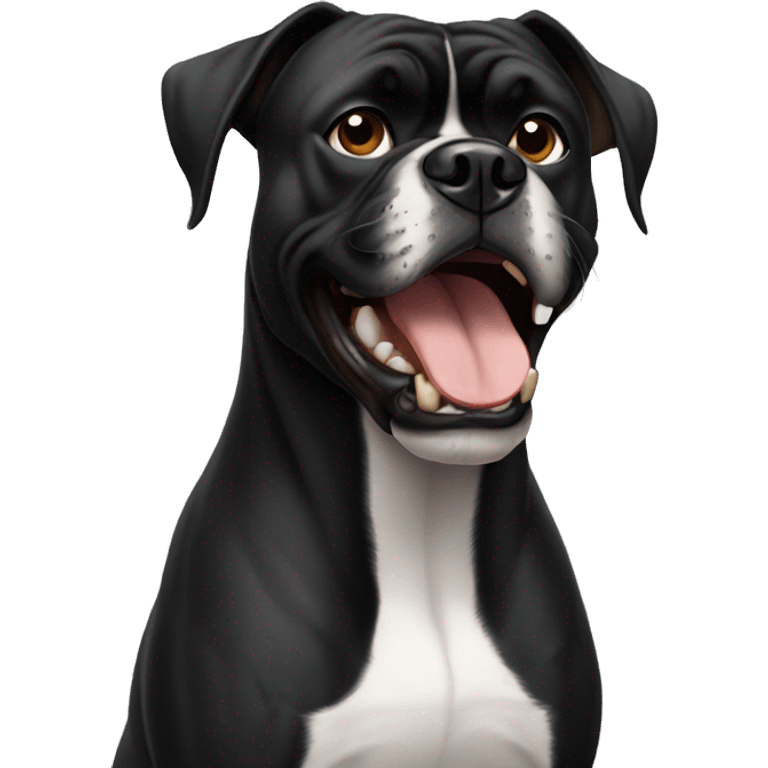 black boxer dog profile underbite teeth emoji