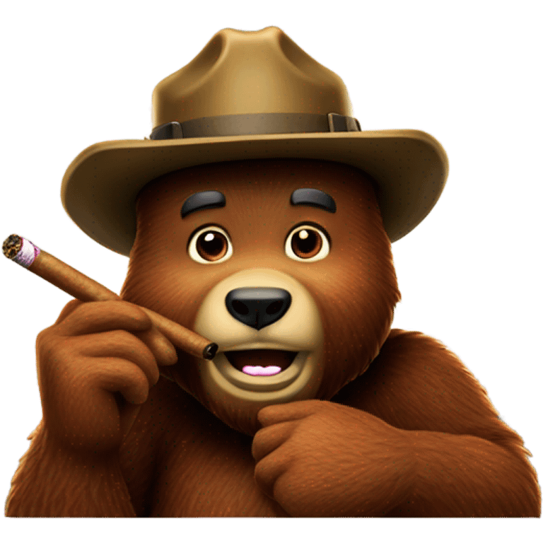 Smokey the bear smoking a cigar  emoji