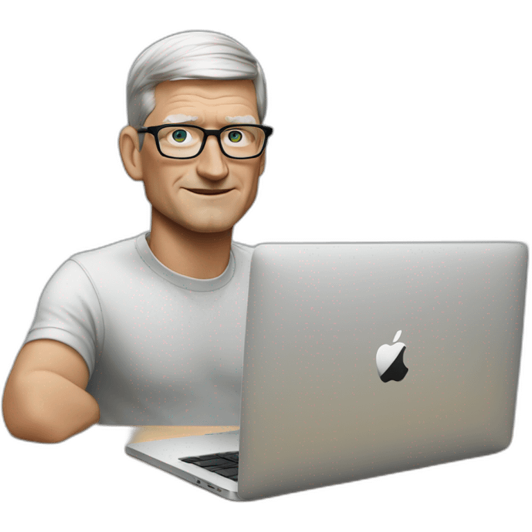 tim cook with a macbook pro emoji