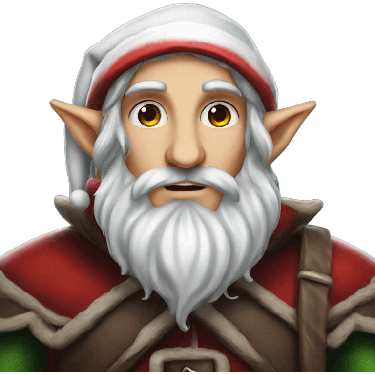 rogue male elf fantasy wearing santa hat emoji