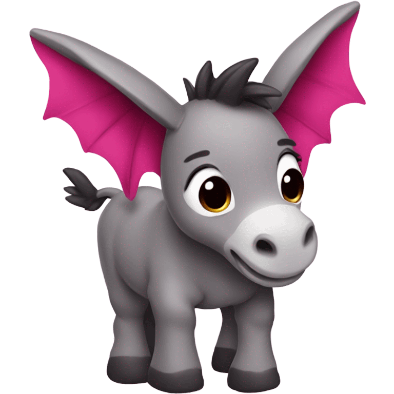 cute Donkey with dark pink dragon wings emoji