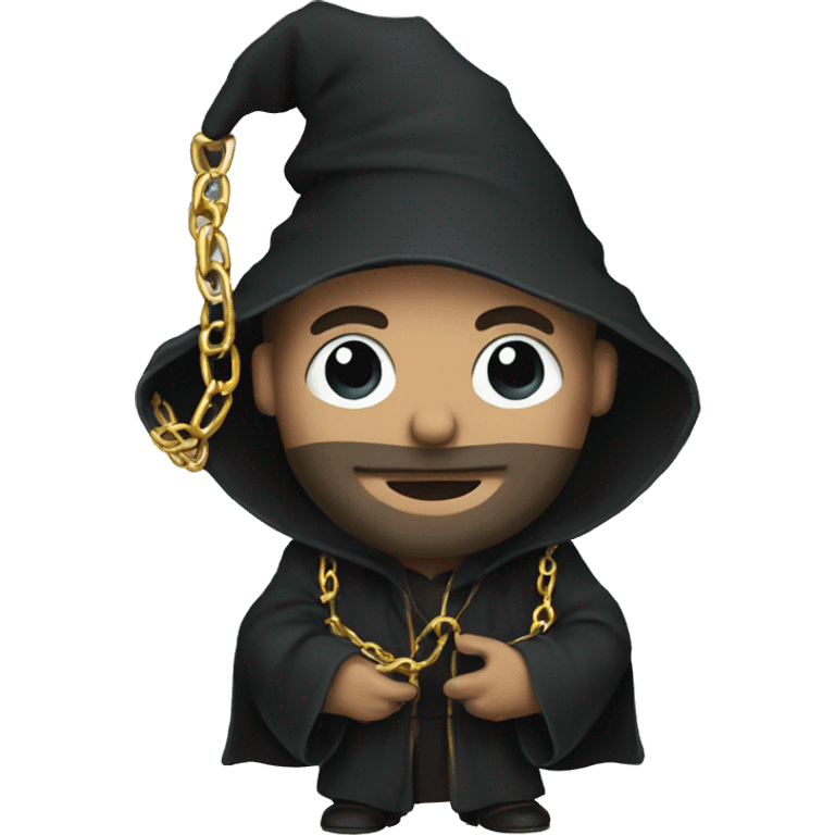 wizard in dark robe with chains emoji