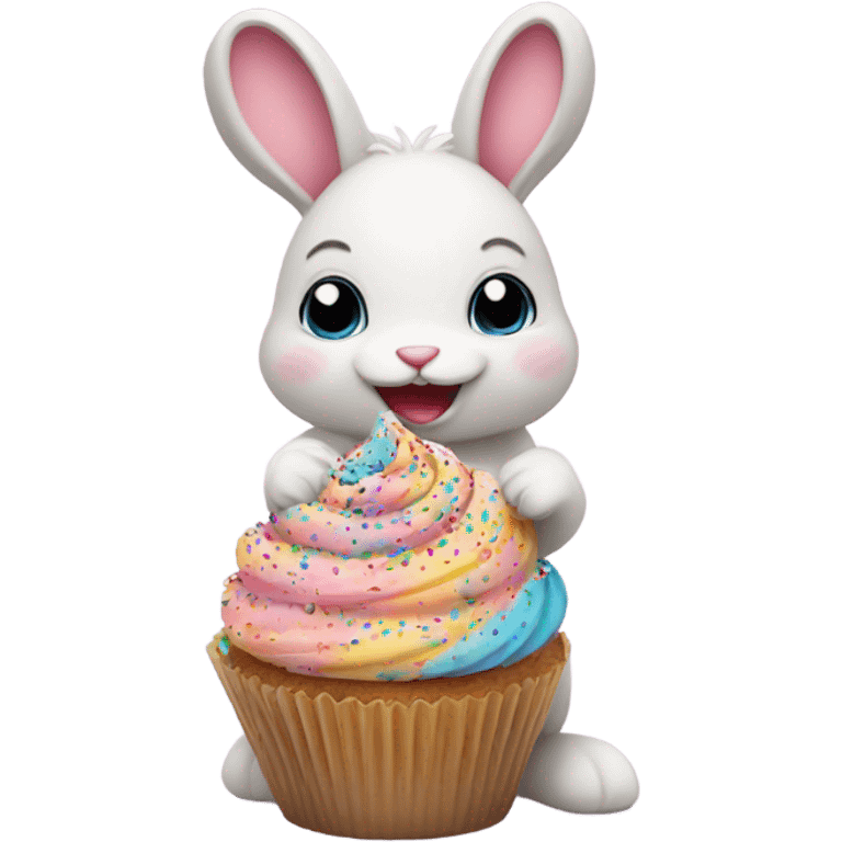 Bunny with a cupcake  emoji