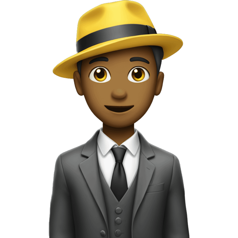 Little gay boy wearing yellow hat and suit emoji