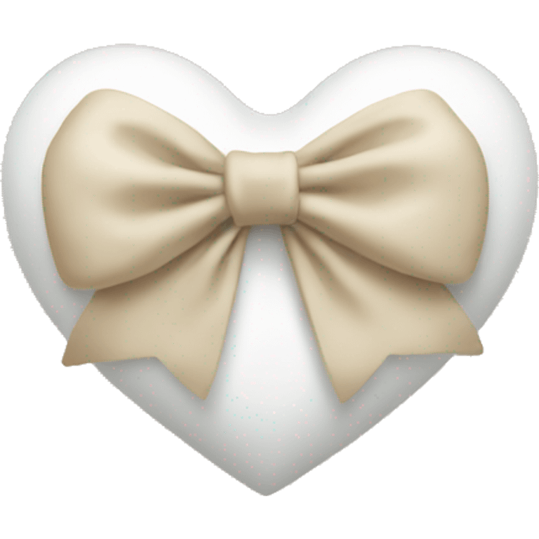 White heart with beige bow emoji