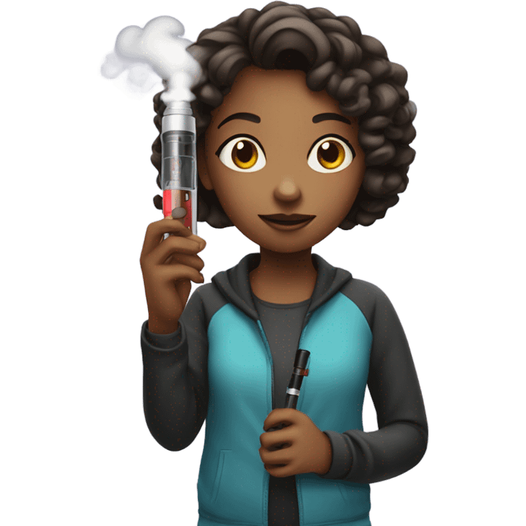 girl holding vape emoji