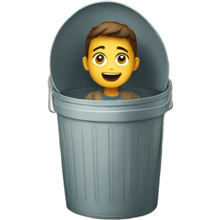 A boy is in the trash can. emoji