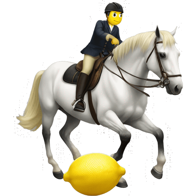 a horse riding a one big lemon emoji