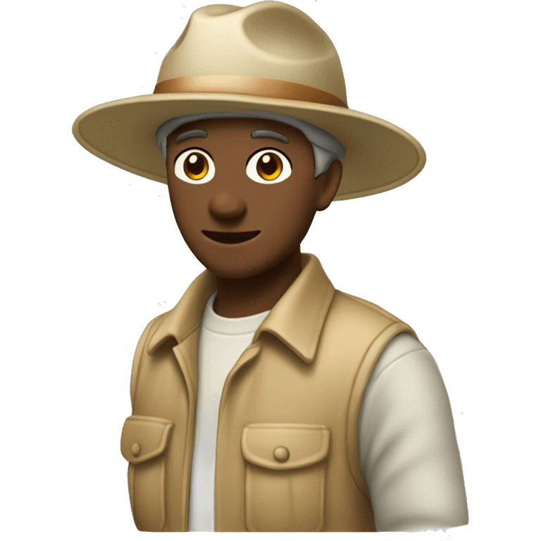 gardener pith helmet beige jacket hazel emoji