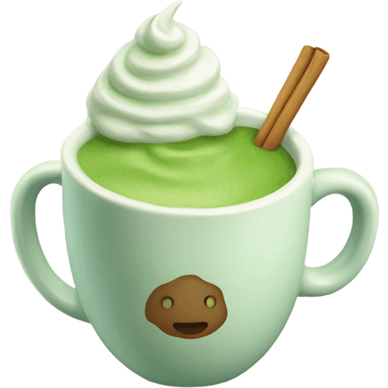 Realistic Matcha latte in pastel mug emoji