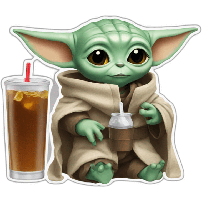 baby yoda drinking soda emoji