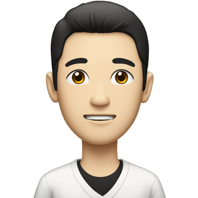 man from japan with white skin and black hair, wear casual shirt , closeout face emoji