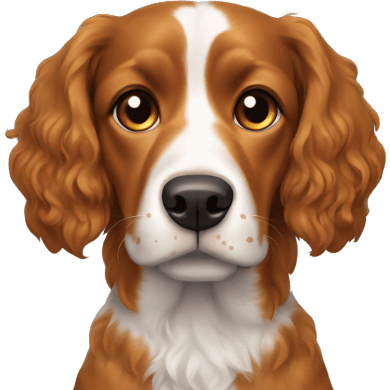 French brittany dog with wavy hair. Face is all black. Little bit of a light orange under his eyes/up his snout. Light orange eyebrows. Head is black in color. Wavy black ears. Ears are all black.  emoji