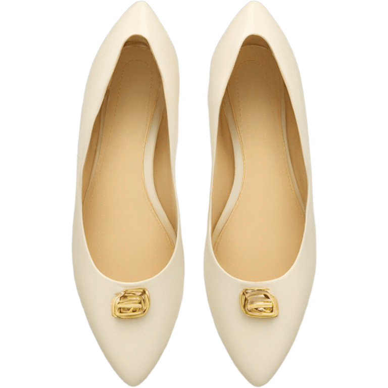 Open back flat shoes gold accents cream color  emoji