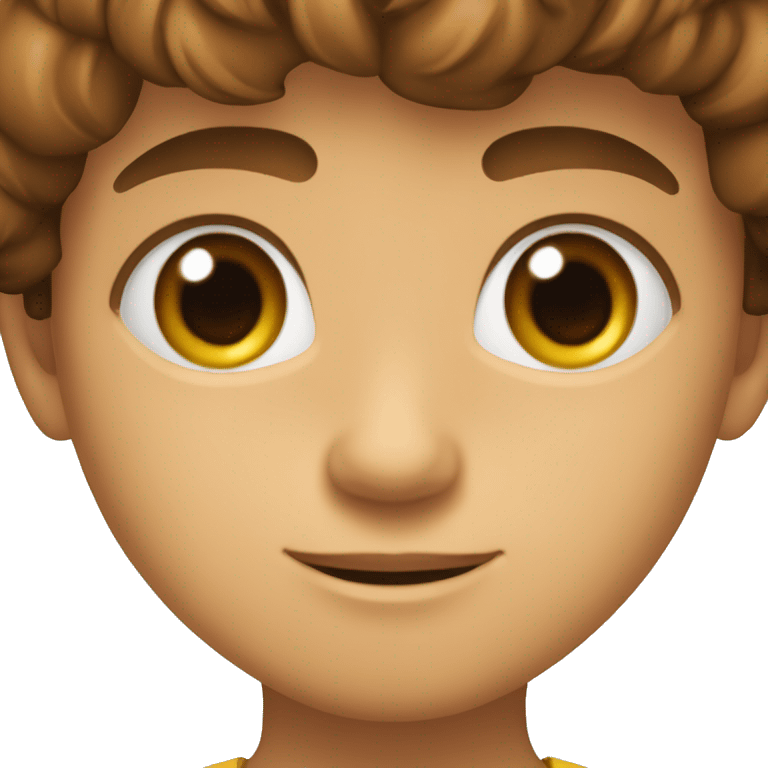 niño pelo castaño ojos marrones y un mechon rubio emoji