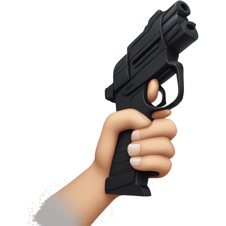 White hand with black nails holding large scary dark nerf gun emoji