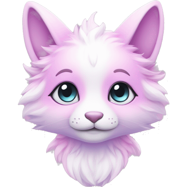 Kawaii colorful bright light pastel lilac-pink-white-gradient fantasy ethereal anthro fursona animal creature emoji