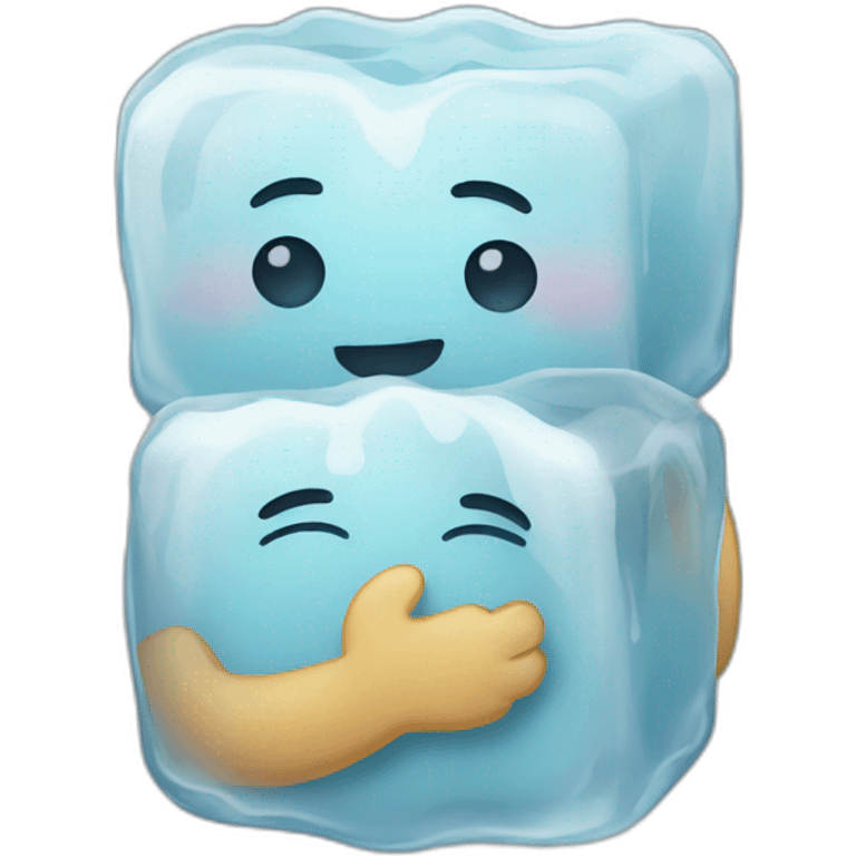 Hugging ice cubes emoji