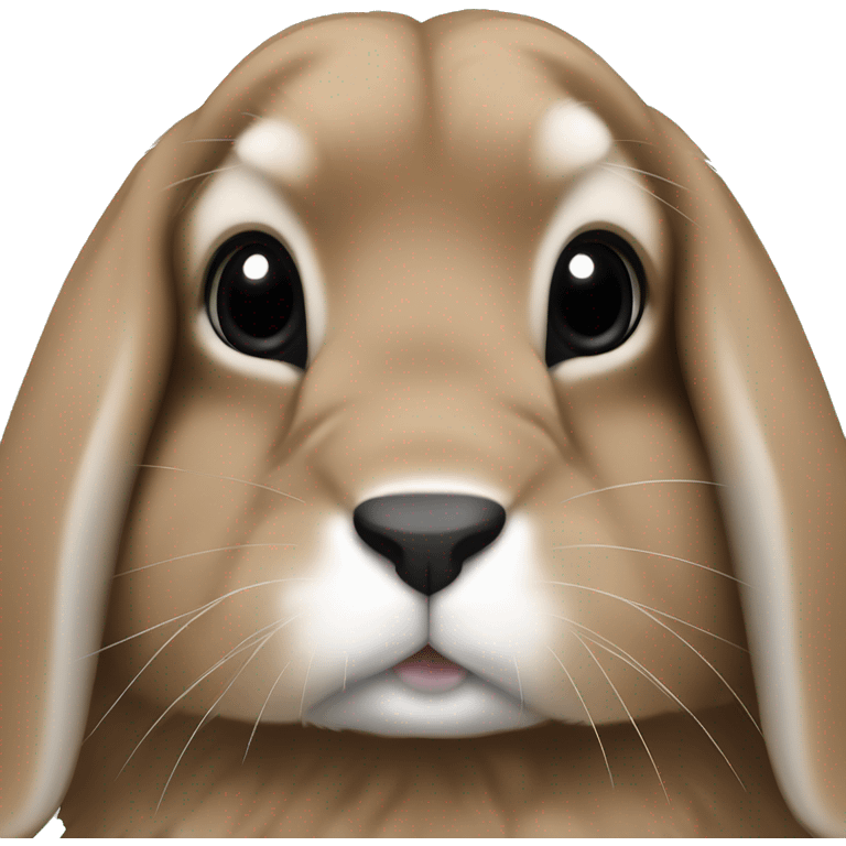 brown holland lop bunny with black nose and snout  emoji