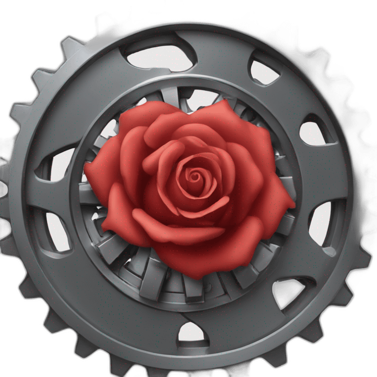 Red Rose inside mechanical gear emoji